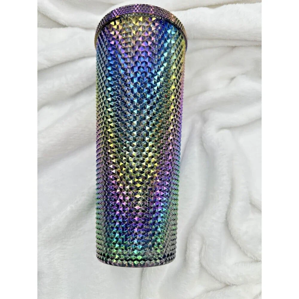 Starbucks Cold Cup Tumbler Lid Studded Iridescent Rainbow Oil Slick Venti 24oz